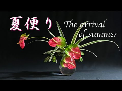 【生け花】自由花の表現法の１つ「水中花」を用いて夏の訪れを涼しげに表現してみました！【Ikebana】
