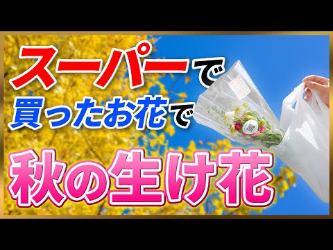 【予算500円】スーパーで買える秋のお花で生け花してみた！